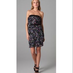 Diane Von Furstenberg Purple Black Strapless Dress